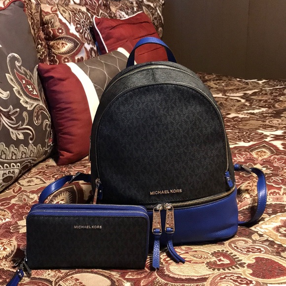 Michael Kors Handbags - Michael Kors Rhea backpack/wallet Sapphire blue
